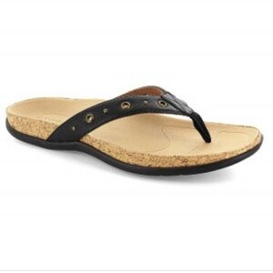 Women’s Black Cork-Trim Thong Sandal